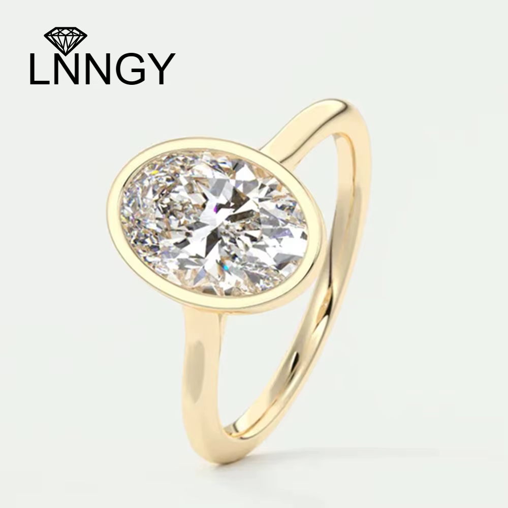 Lnngy-Bagues de fiançailles ovales en argent regardé 925 pour femme