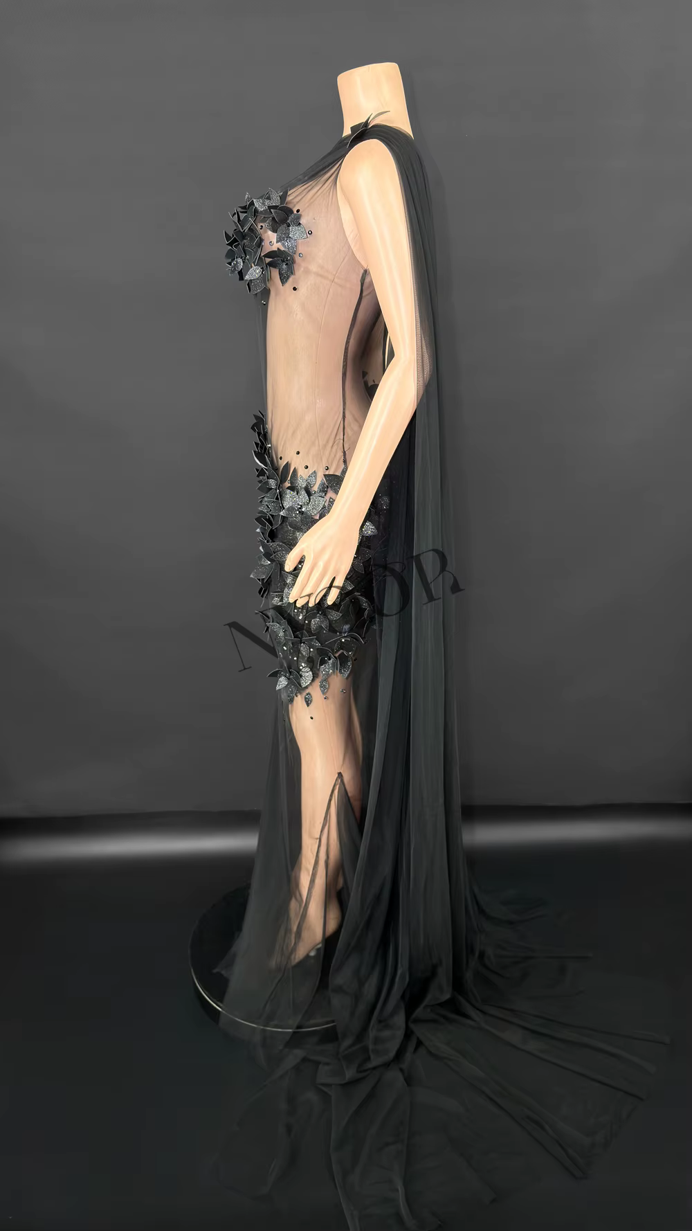 Robe longue à queue transparente pour femmes