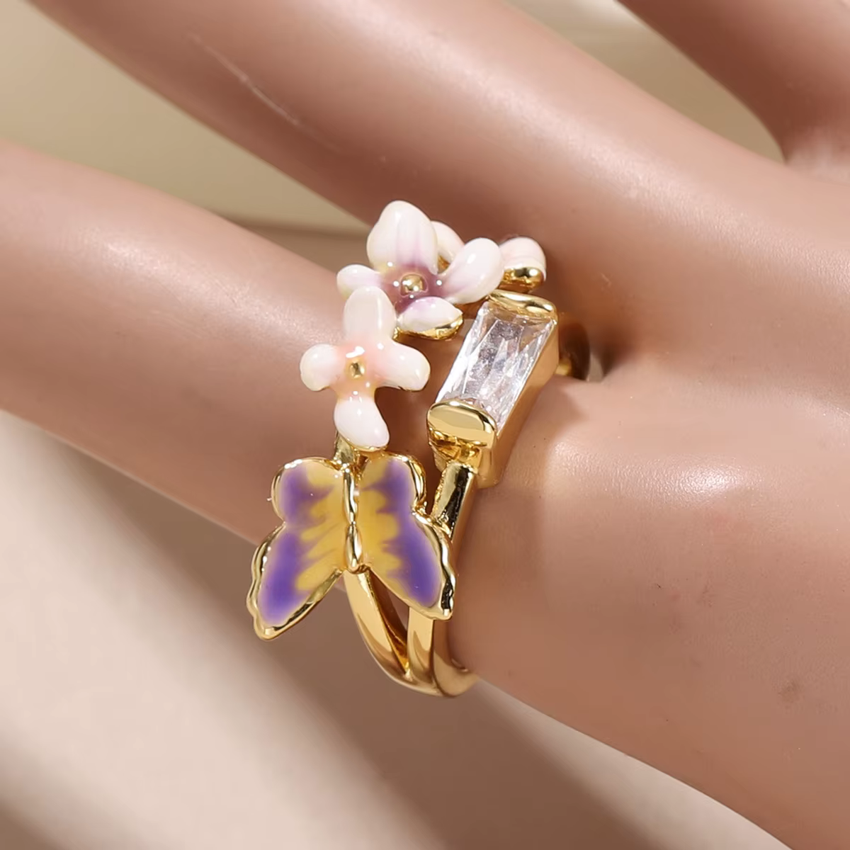 Bague Fleur Papillon pour Femme