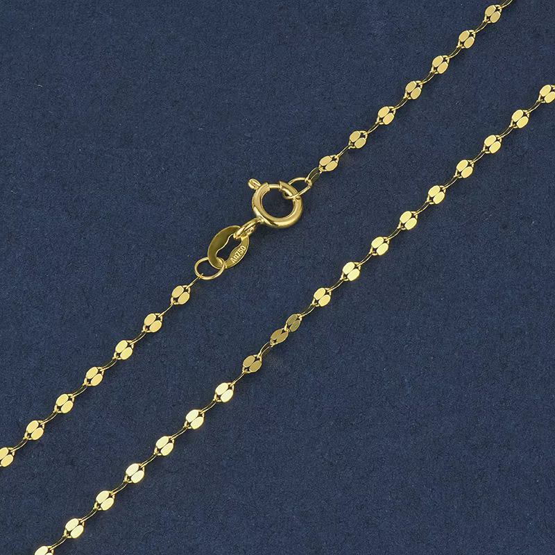 Chaîne double à maillons en or massif 18 carats Au750, 18 pouces, collier délicat et scintillant, 0,43g / 1g, bijoux fins en or véritable pour superposition