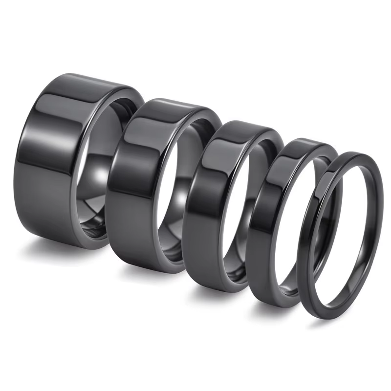 Bague en céramique zircone noire et blanche en gros