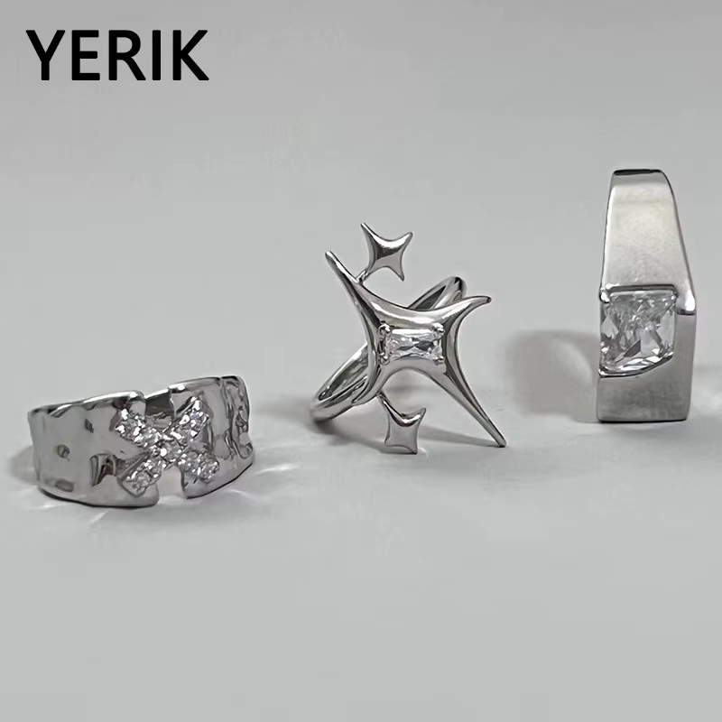 Y2K-Bagues en cristal étoile et croix brillantes pour femmes et couples