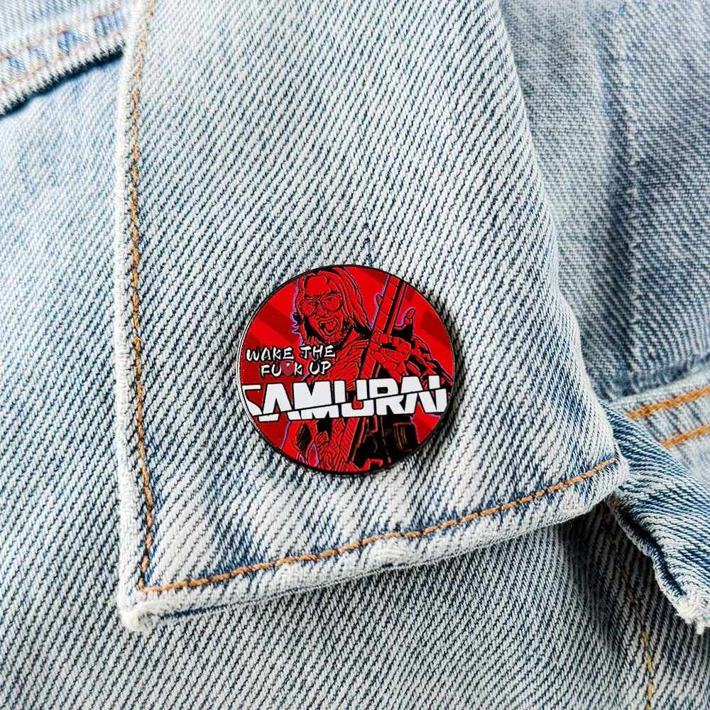 Épinglette Johnny Silverhand – Badge Cité d'un Citation Icône du Jeu Vidéo Samurai – Bijou RPG