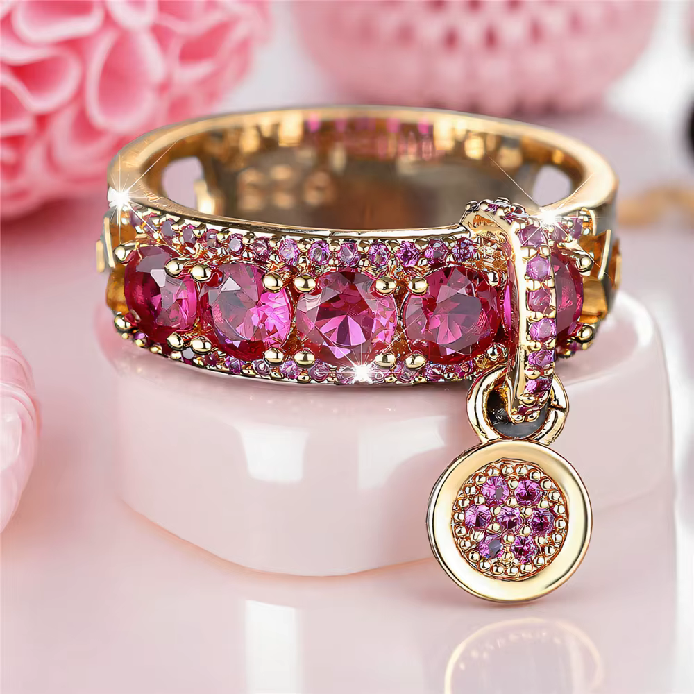 Bague de fiançailles de luxe en pierre de Zircon ronde pour femmes