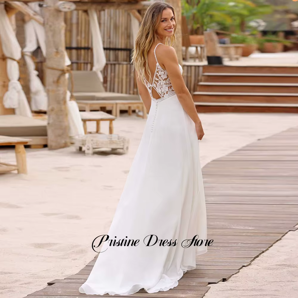 Robe de mariée de plage classique en mousseline de soie