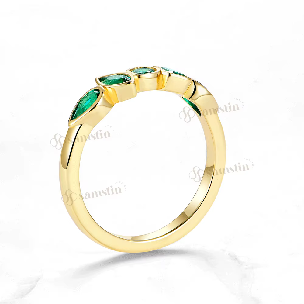 Bague Samstin 1, 5 carats en émeraude de laboratoire pour femme
