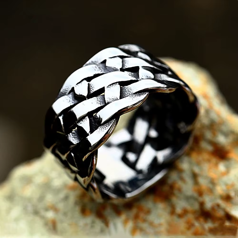 Bague rétro Viking en acier inoxydable pour hommes et femmes