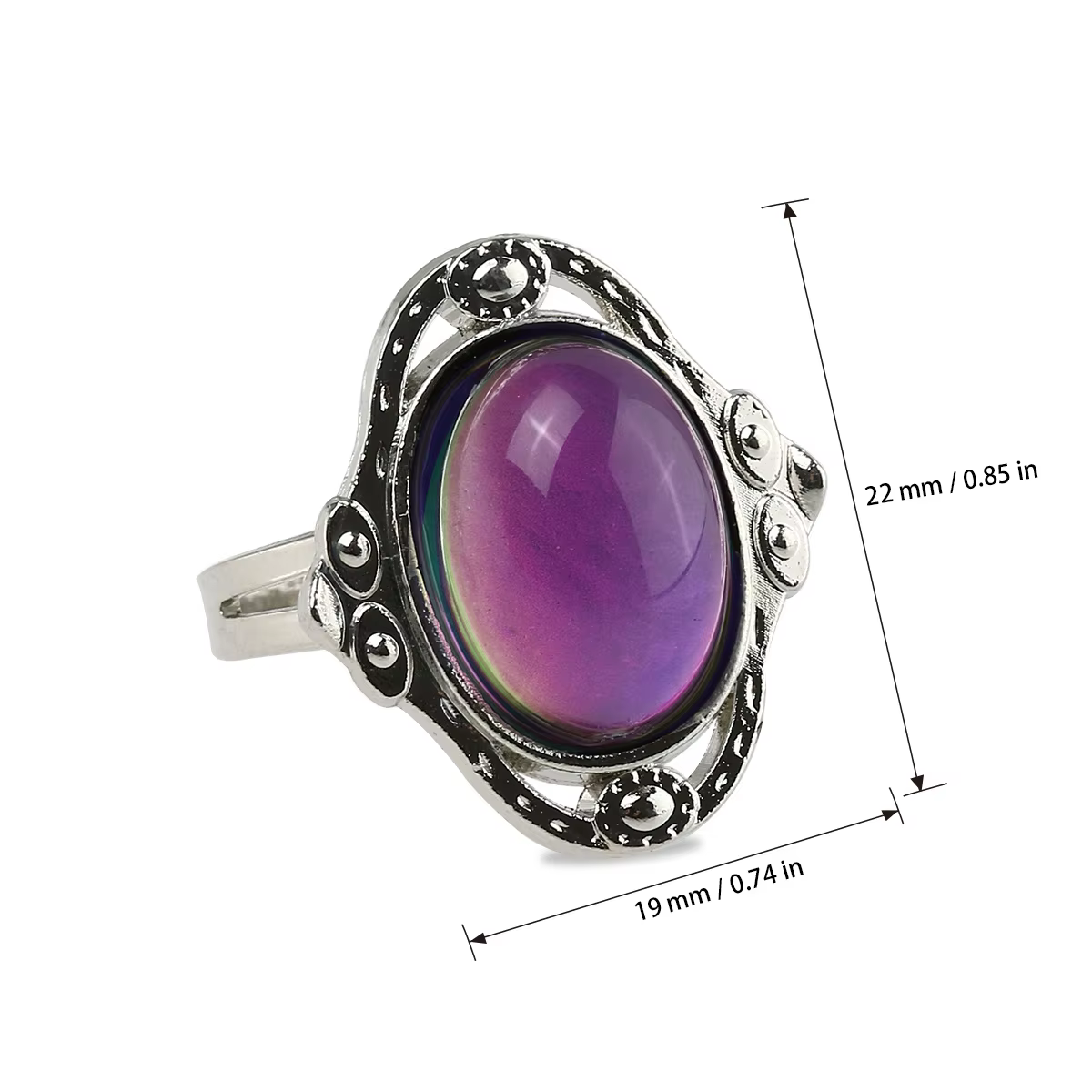 Bague réglable en alliage de couleur changeante pour hommes et femmes