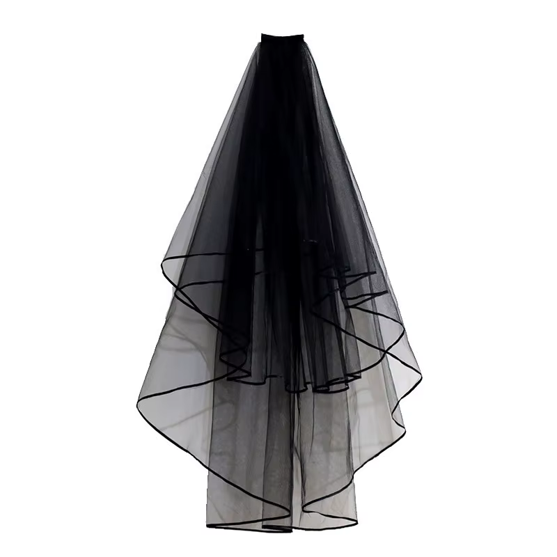 Voile de mariée gothique à bord de ruban pour femmes