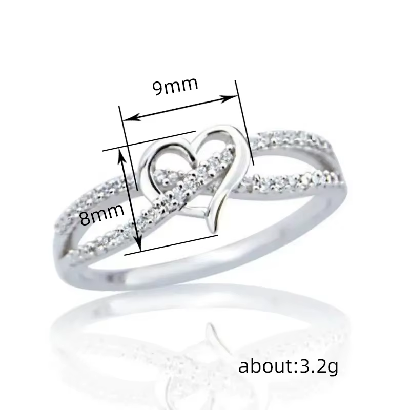 Huretailers-Bague en forme de cœur pour femme