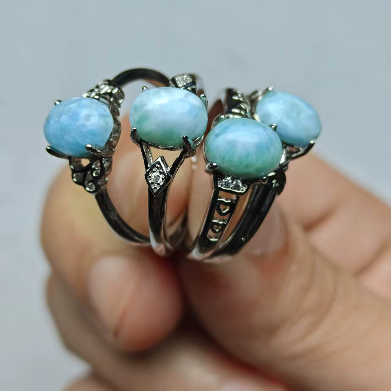 Bague Larimar dominicaine naturelle