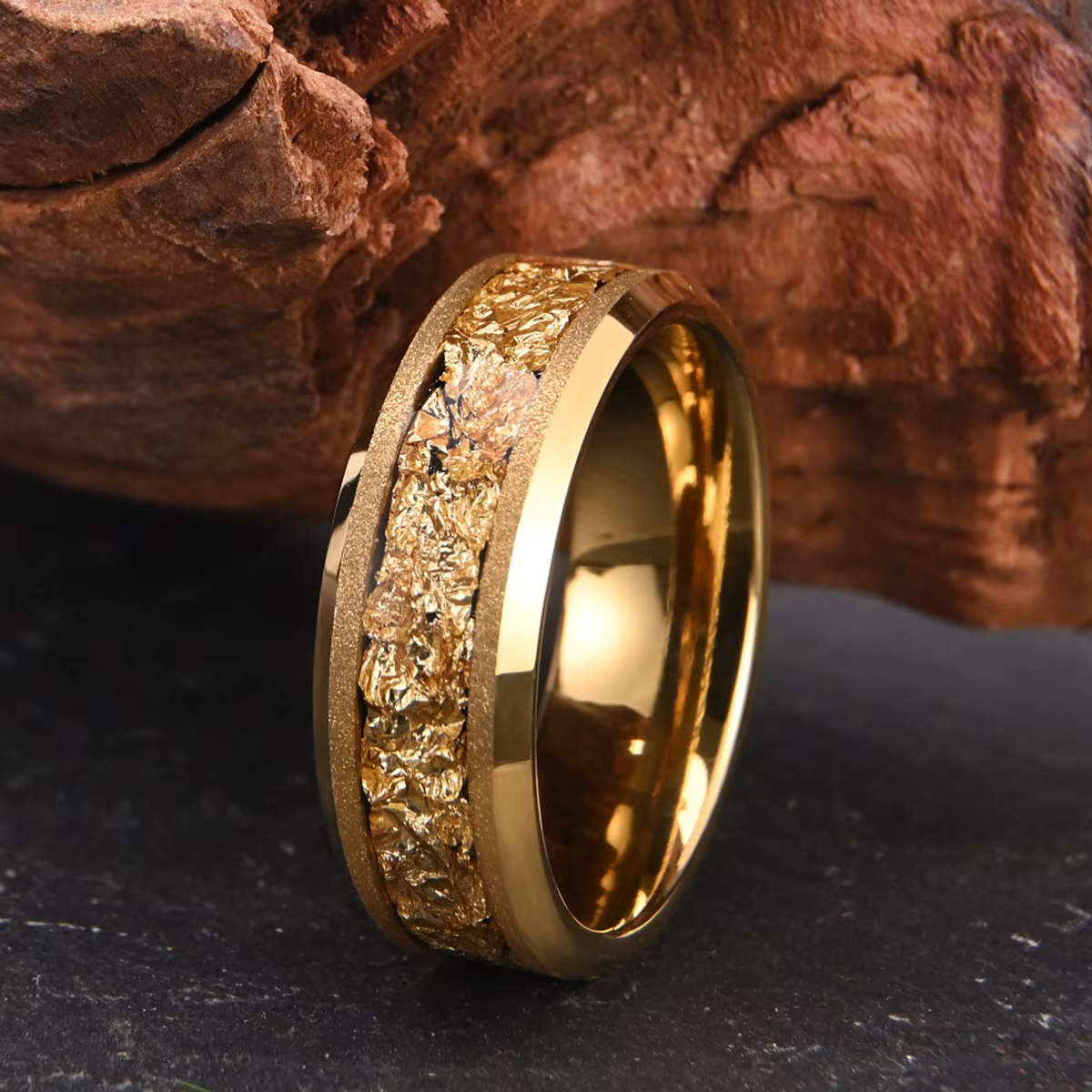 Bague en carbure de tungstène doré