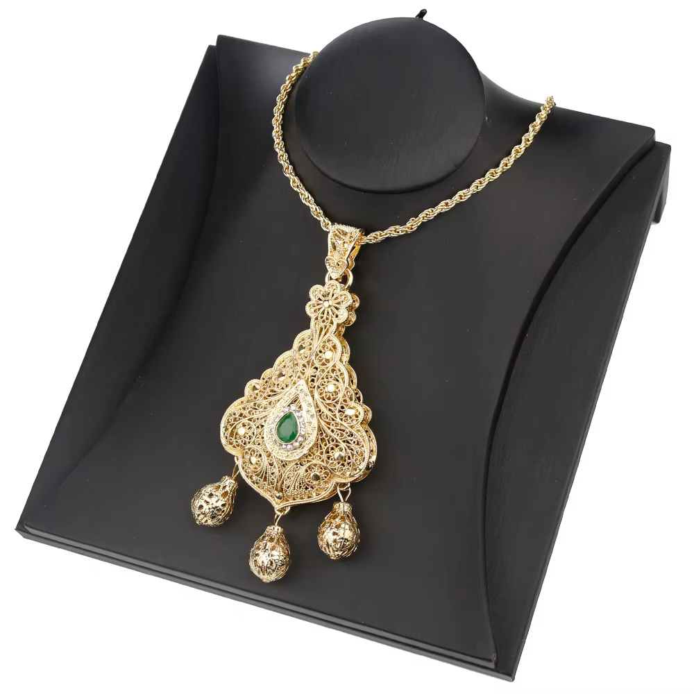 Sunspicems-Collier en or avec pendentif caftan pour femme, bijoux culturels, cadeau de mariage, mariée arabe, Algérie, Maroc