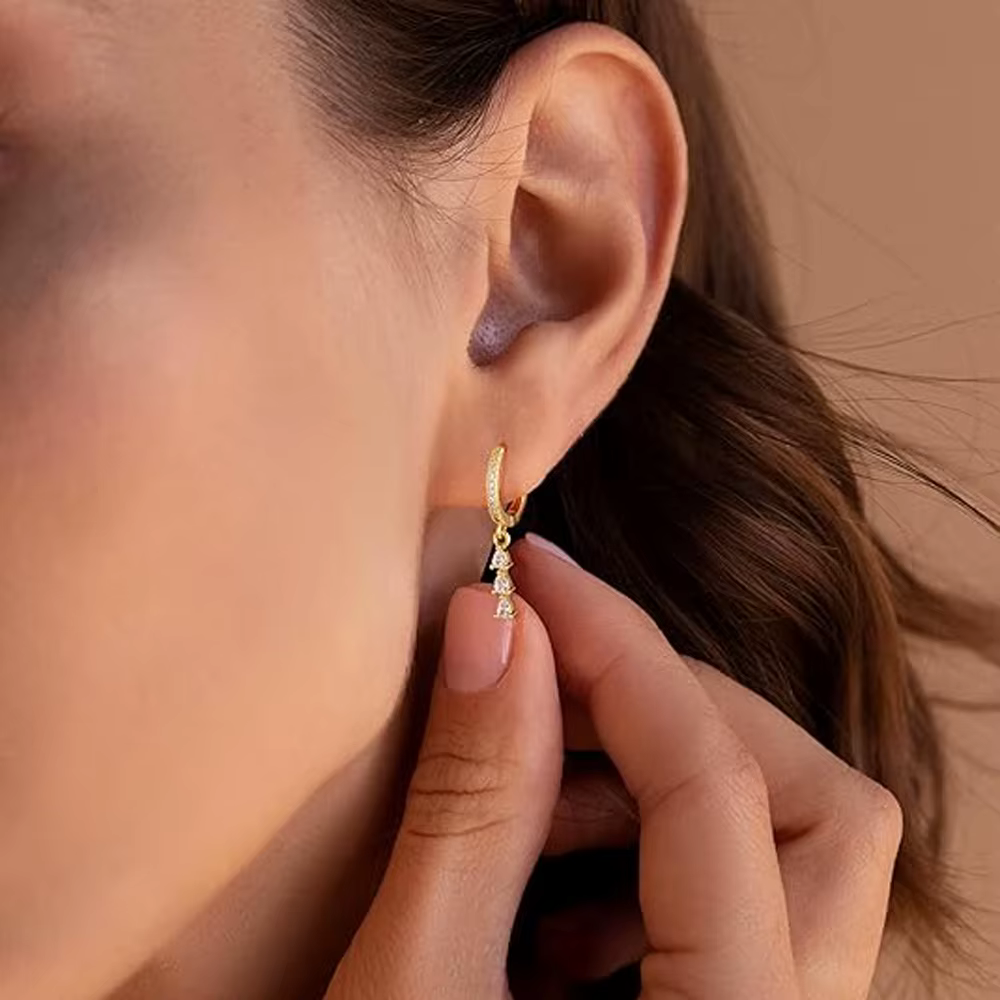 Petites boucles d'oreilles créoles plaquées or/argent 14 carats pour femmes