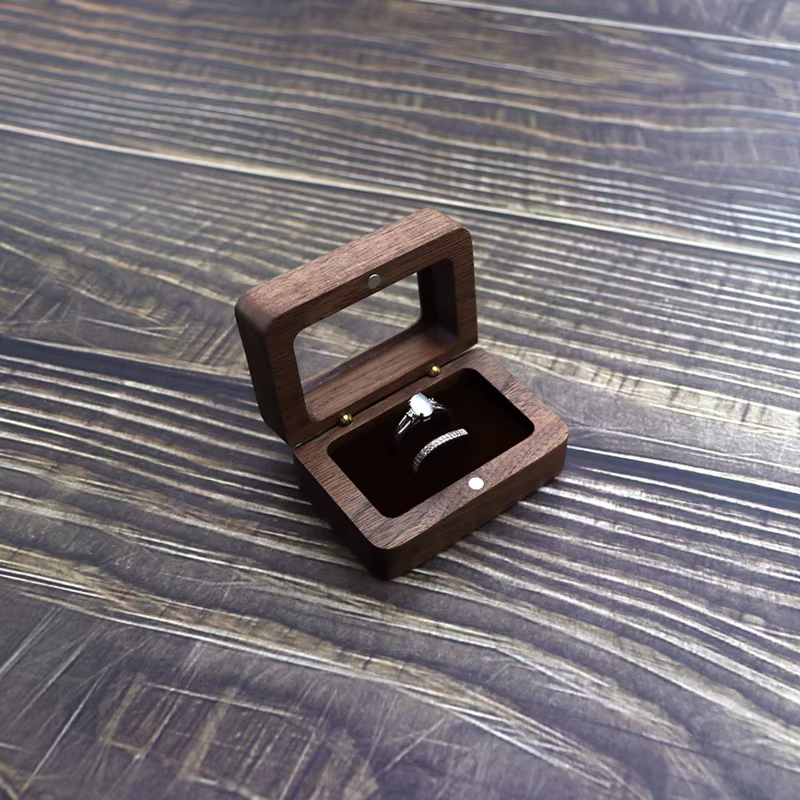 Boîte à matiques de fiançailles en bois pour proposition