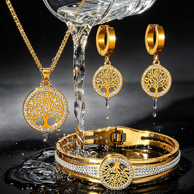 Ensemble de bijoux de mariage pour femmes en acier inoxydable 304