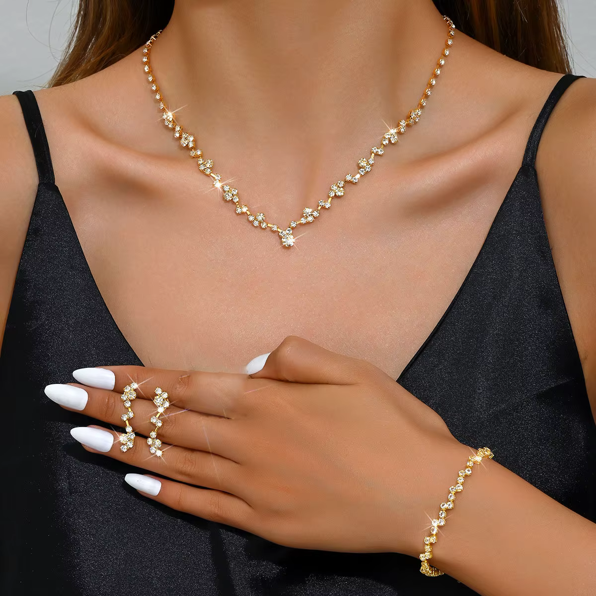 BLIJERY nouveaux ensembles de bijoux de Style ondulé Simple pour les femmes collier ras du cou boucles d'oreilles