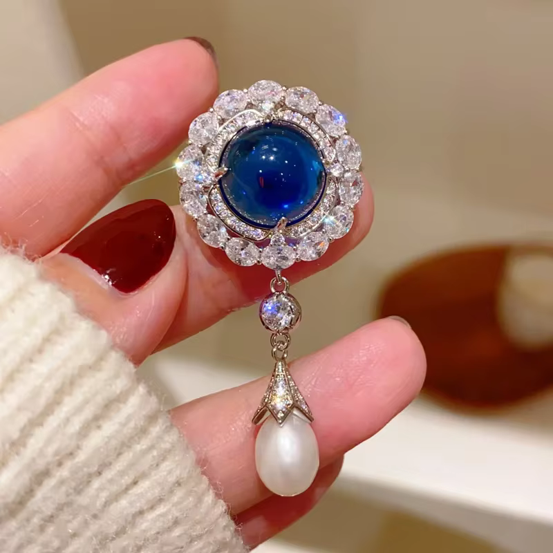 Broches pendentif en perles d'eau douce naturelles vintage pour femmes