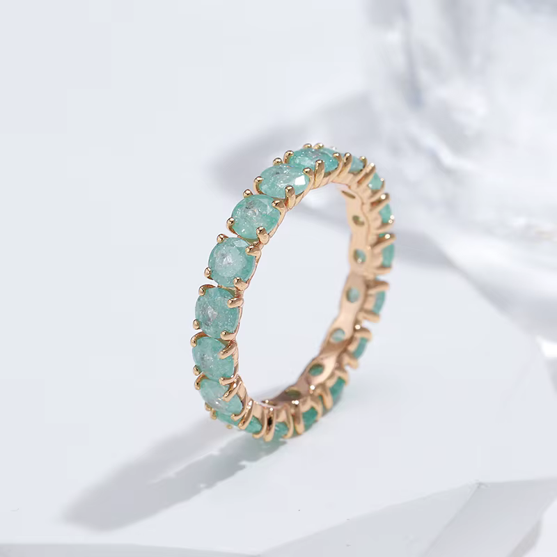 Kinel nouvelle bague en Zircon taille ronde émeraude pour femmes de luxe 585
