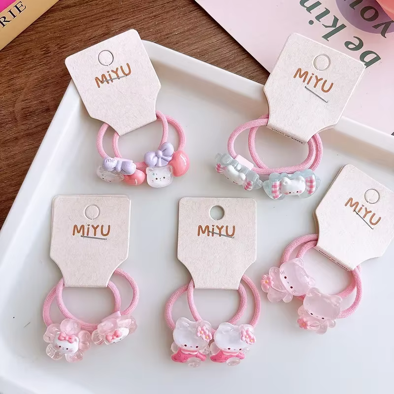 2 pièces couleur rose fille anneau de cheveux pour enfants mignon dessin animé chaton bandeau
