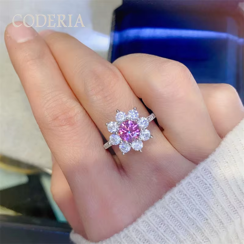 Bague en diamant rose 2 carats plaqué or blanc 18 carats