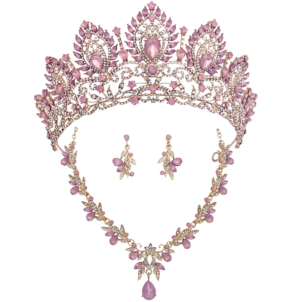 Ensemble de bijoux de mariée rose opale
