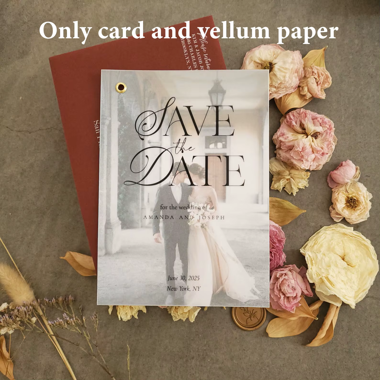 Invitation de mariage élégante personnalisée avec papier vélin