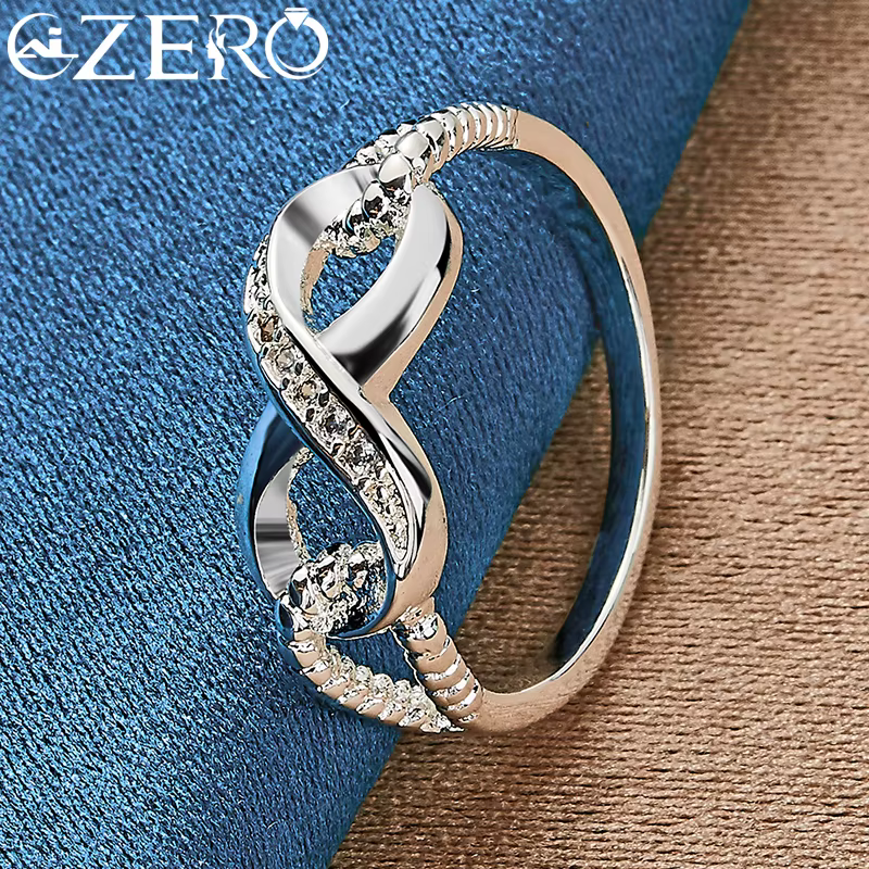 ALIZERO – bague en argent Sterling 925 et Zircon en forme de 8