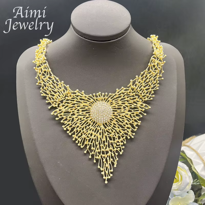 Ensemble de bijoux plaqués or 18 carats pour femme