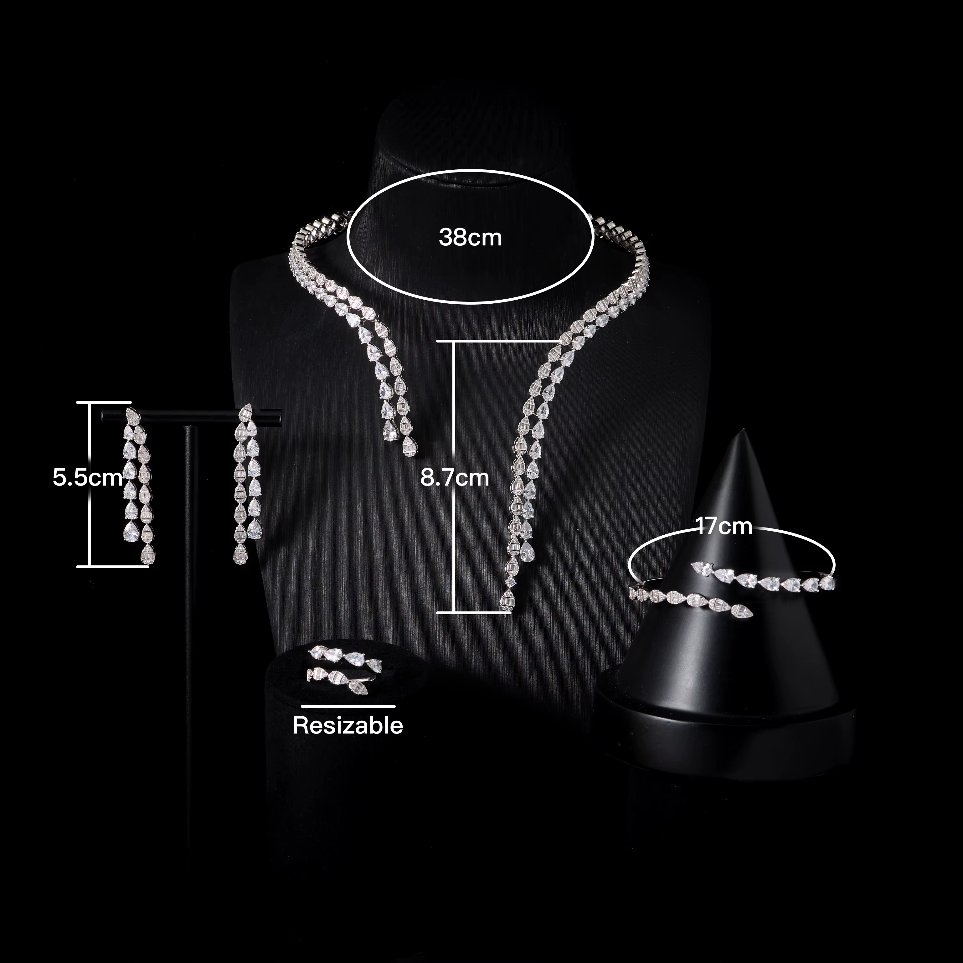 IN JEWELIFE – ensemble de colliers et manchettes de mariée pour femmes, ensemble de bijoux ras du cou en zircone cubique, accessoire de fiançailles pour fête saoudienne de dubaï