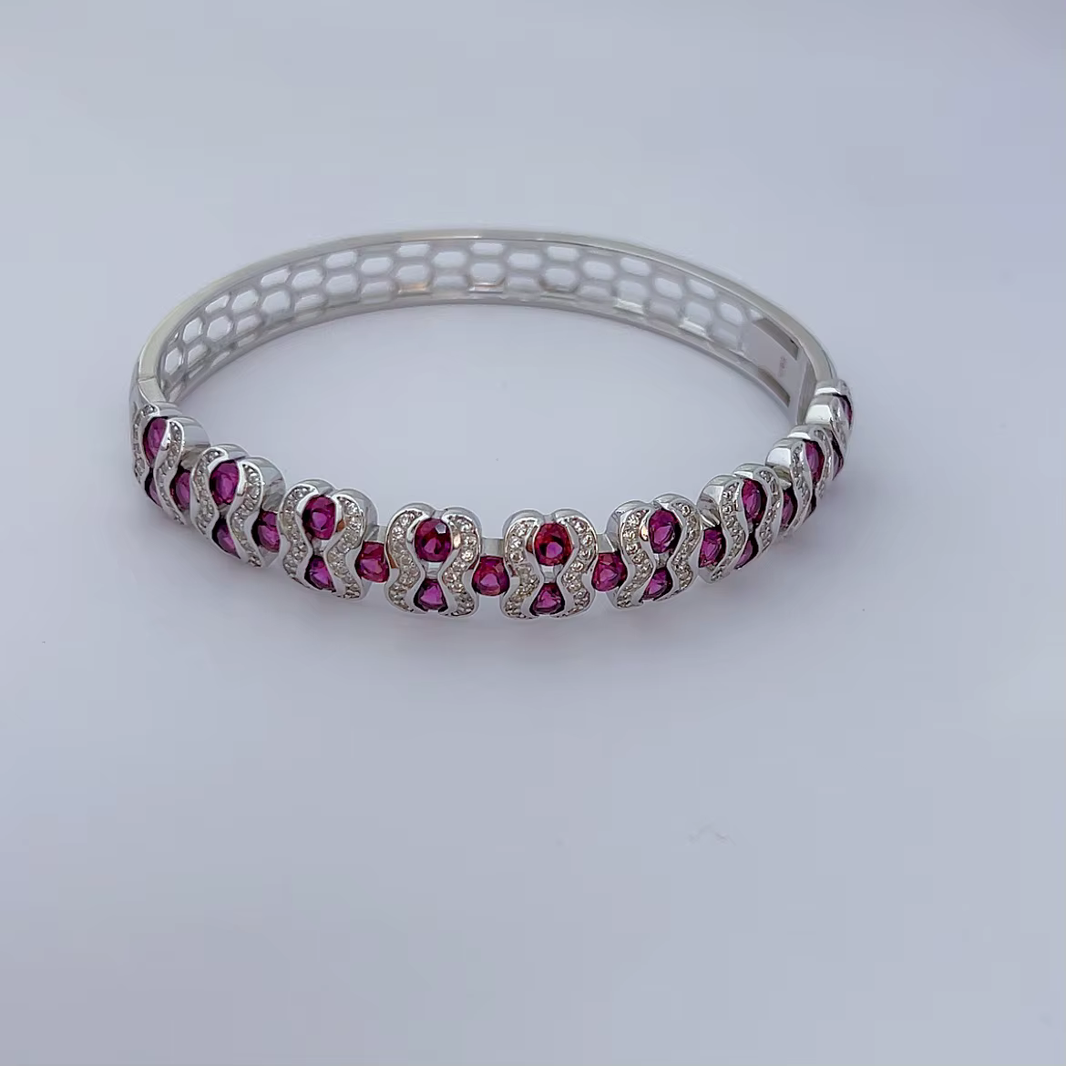 ZOCA – Bracelet en argent Sterling 925 incrusté de rubis pour femmes
