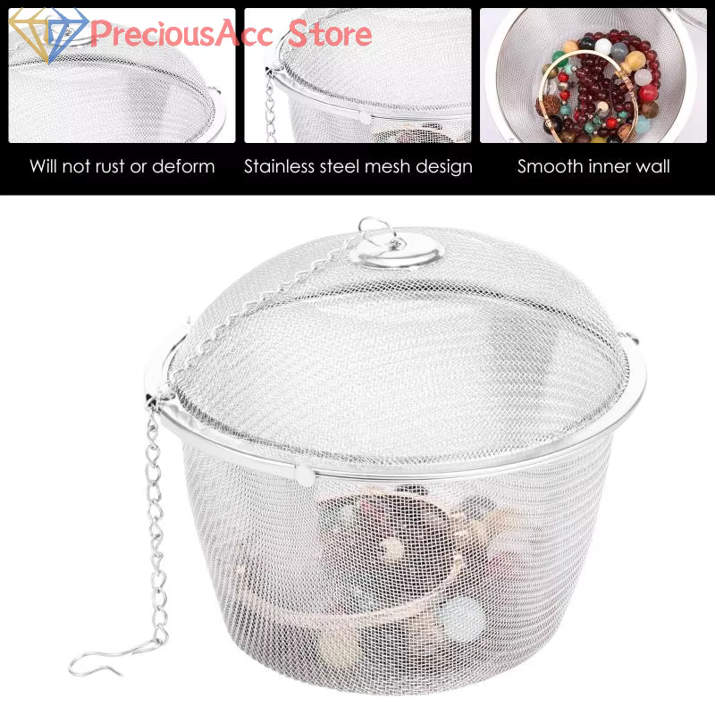 Panier de nettoyage de bijoux avec serrure et crochet