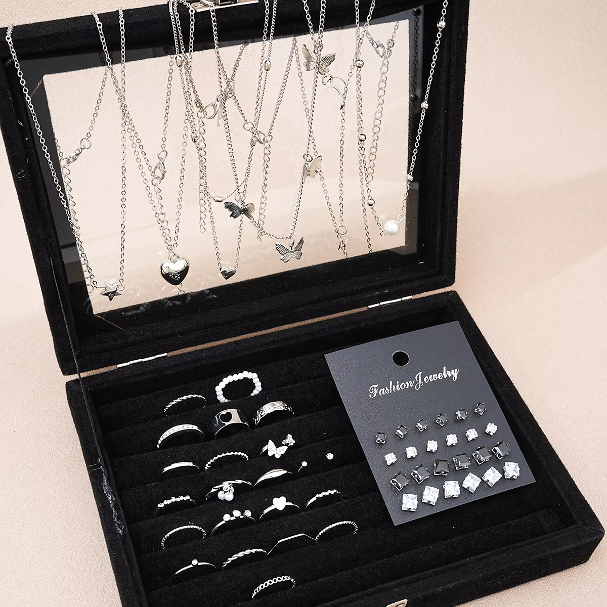 Ensemble de bijoux chics couleur argent pour femmes