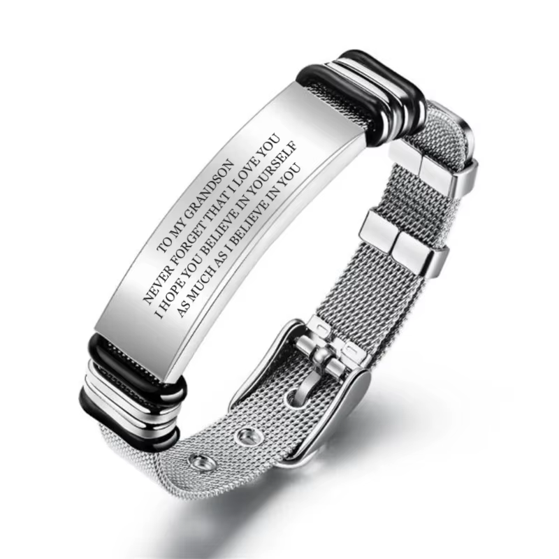 Bracelet en acier inoxydable gravé à mon fils, bijoux pour hommes et femmes
