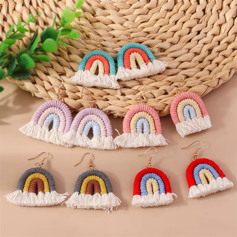 Boucles d'oreilles pendantes arc-en-ciel pour femmes