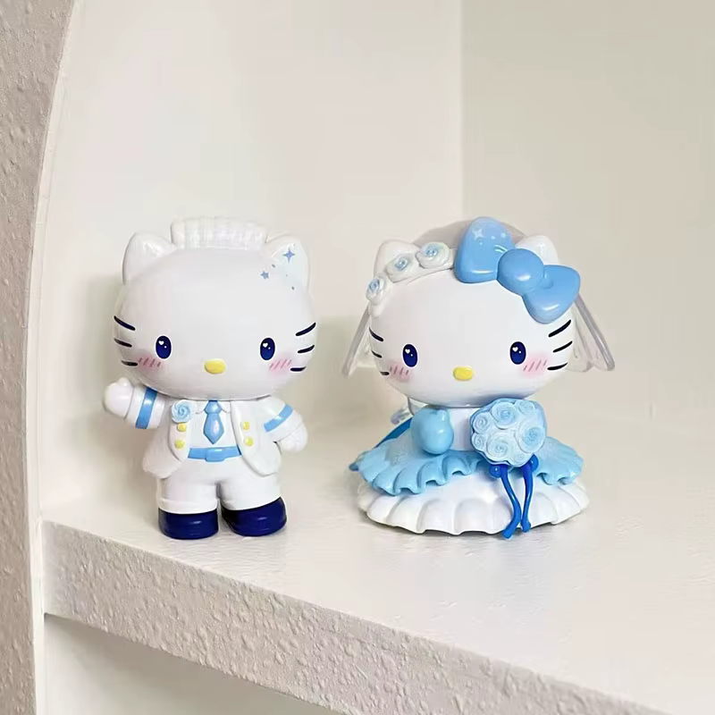 Figurines de couple de mariage Hello Kitty