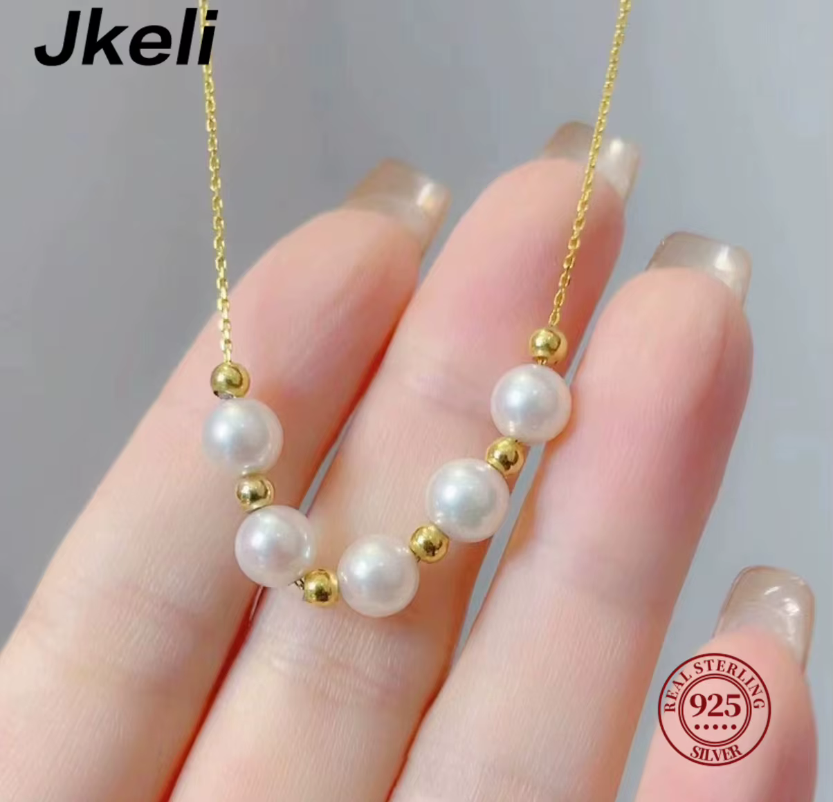 Jkeli – collier de perles souriantes en argent Sterling S925 pour femmes