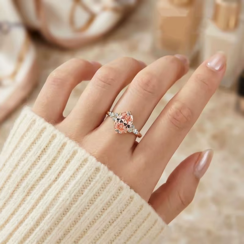 Produit le plus vendu - Bague en argent sterling 925 Pappalacha rose orange - Tendance pour les femmes