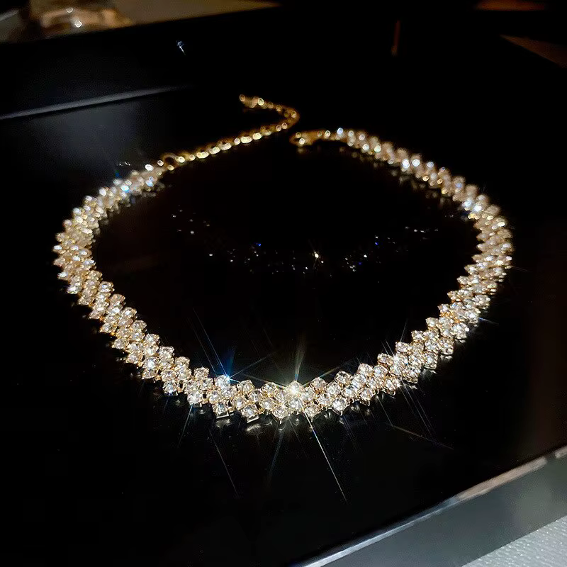 Collier Ras du Cou en Strass Brillants pour Femme