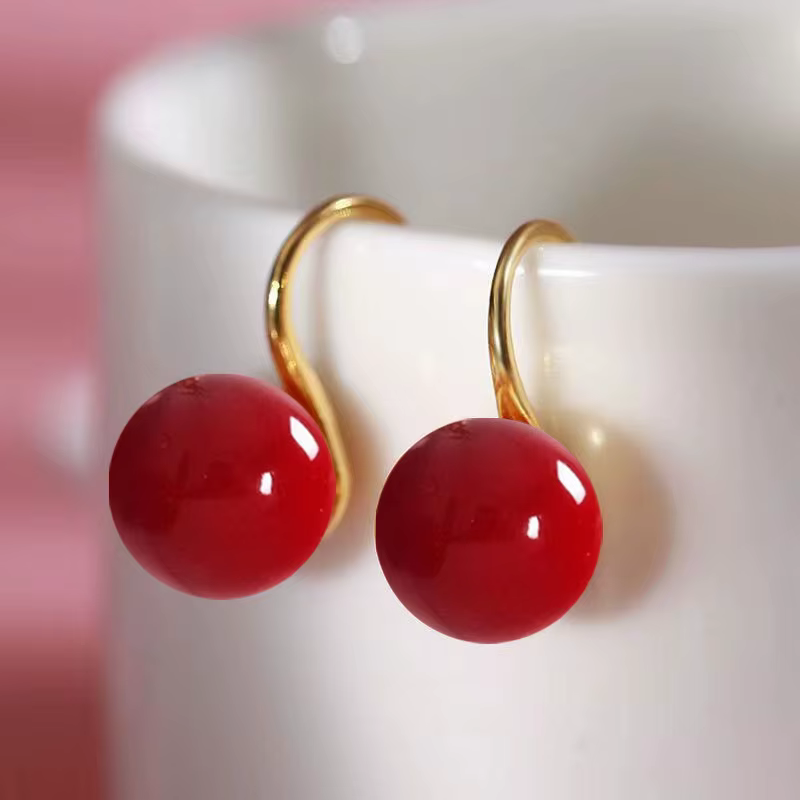 Rétro palais 925 en argent Sterling pour femmes 12mm naturel Hotan Jade boucles d'oreilles 18k