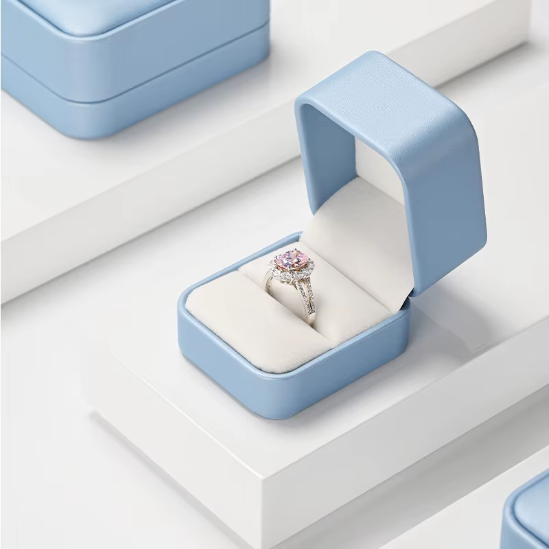 Boîte de rangement pour bijoux WoodTen Blue en cuir PU