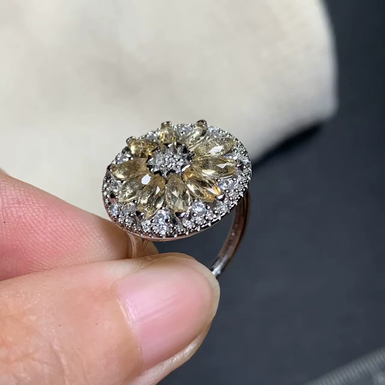 Bague en Citrine Naturelle Ajustable pour Femme