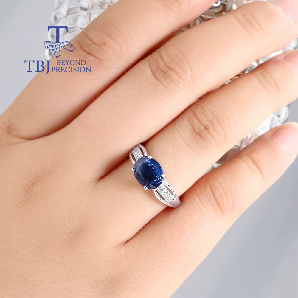 Bague en Kyanite ovale naturel Solitaire Noble