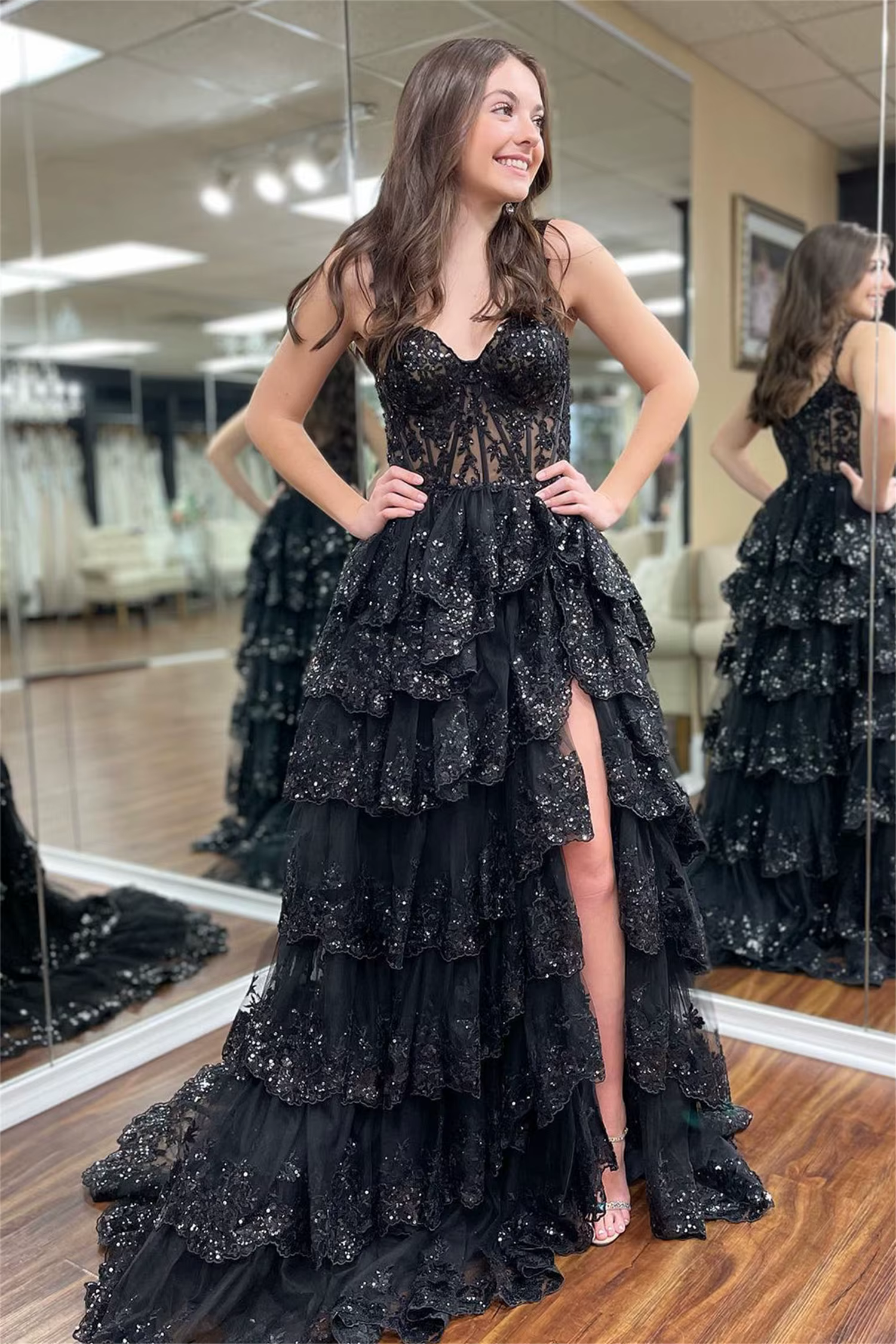 Aileen-Robe de Soirée en Dentelle pour Femme