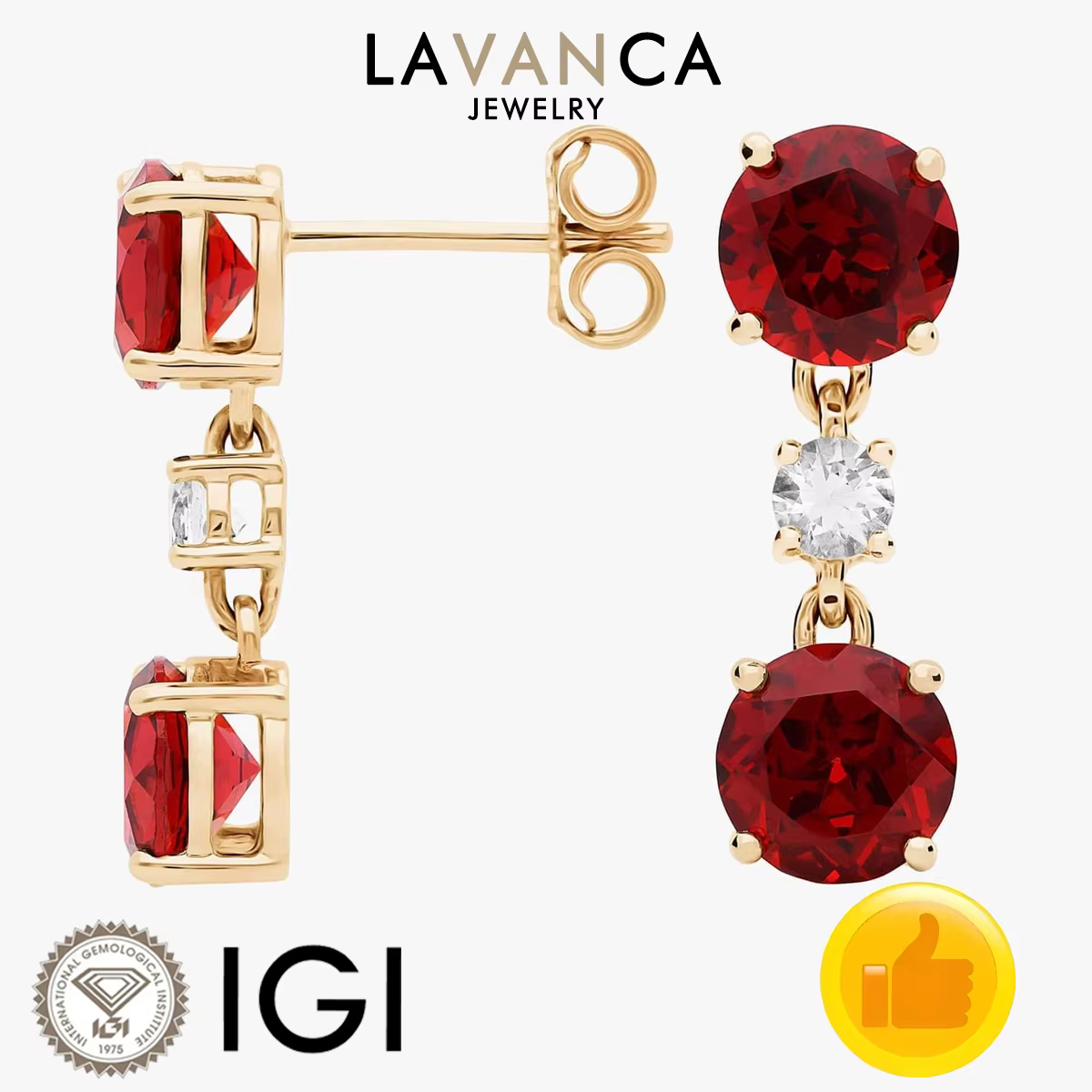 Boucles d'oreilles rondes en rubis et diamants
