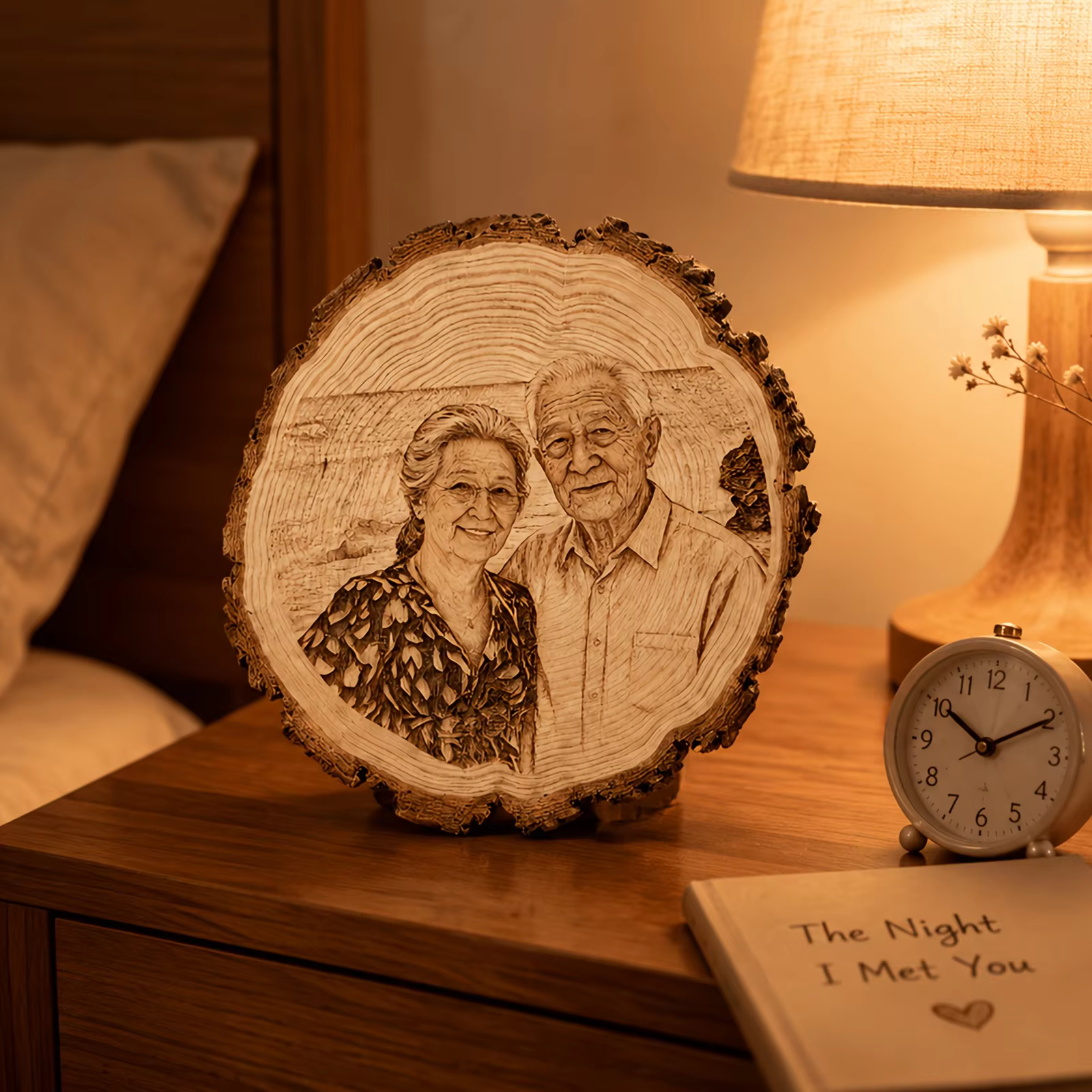 Ornement photo en bois vintage personnalisé – Décoration