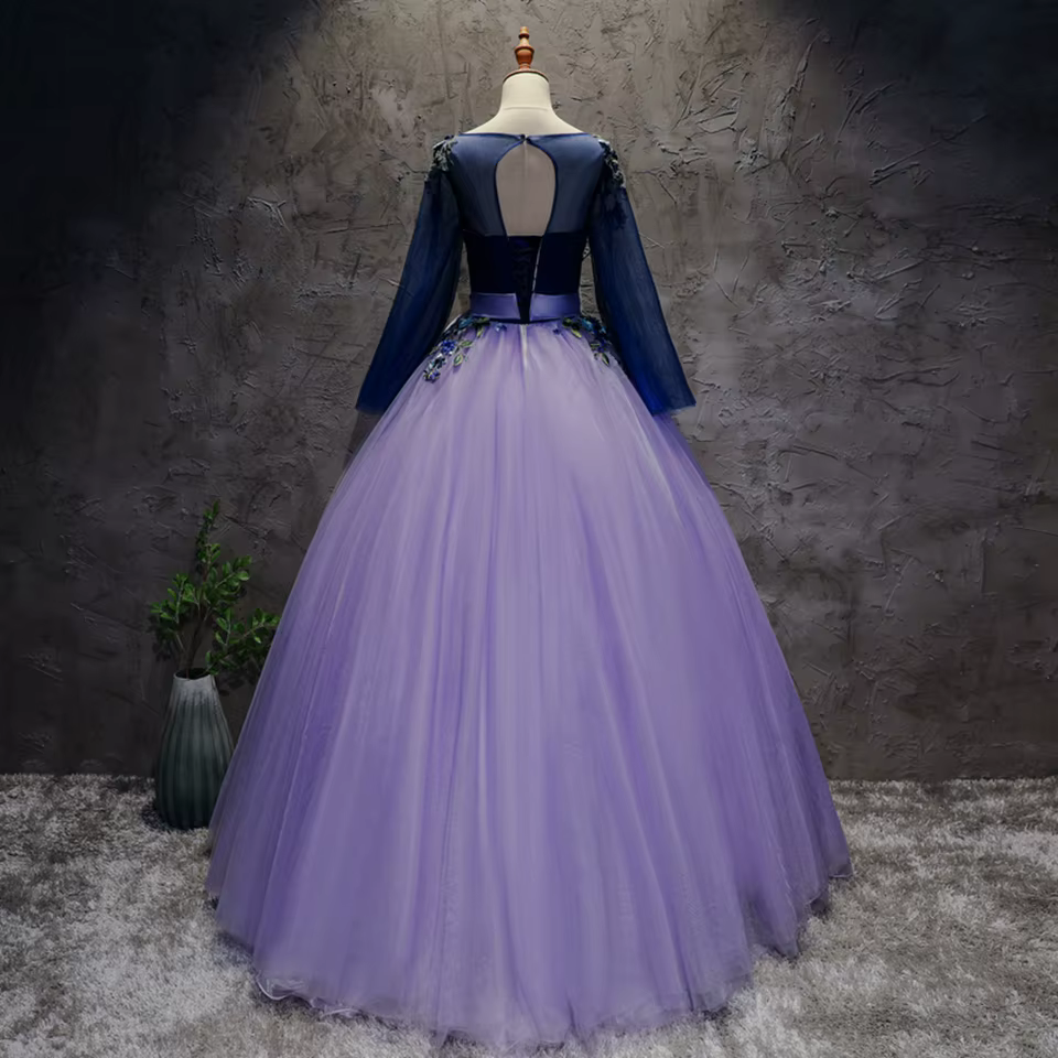 Robe de soirée élégante violette à col rond pour femme 2026