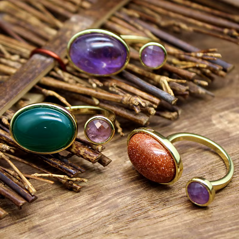 Bague en pierre naturelle Vintage pour femmes