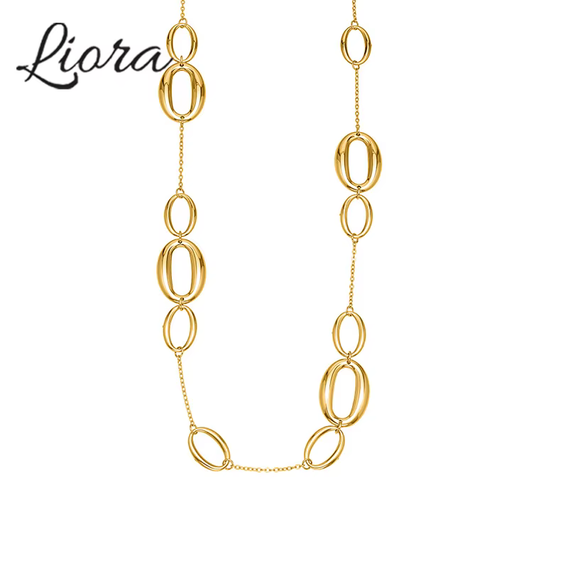 Liora classique creux chaîne ronde colliers à breloques pour femmes 18K PVD plaqué or en acier inoxydable
