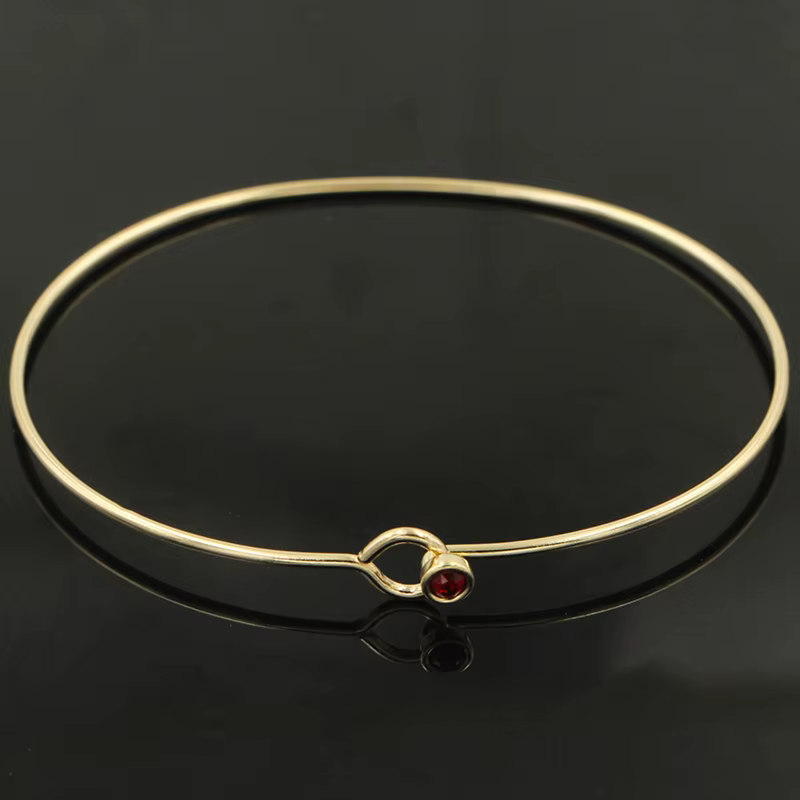Bracelet jonc en or rempli 14K avec zircon rond